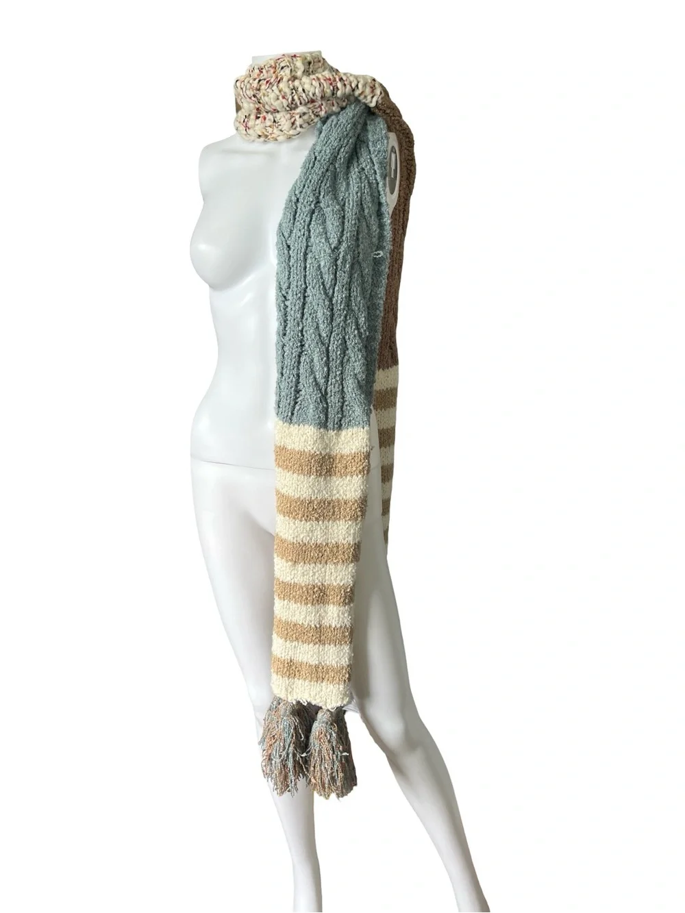 Free People Nova Tassel Scarf in Natural One Size Chunky Oversized Whimsical